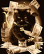 PNХ5585 Картини за номерами Кіт з грошима (з золотою фарбою)
