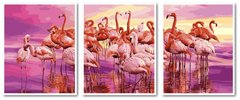 1 449 грн  Живопись по номерам VPT058 Картина по номерам Стая розовых фламинго Триптих 50 х 120 см