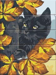 435 грн  Живопис за номерами ASW175 Розмальовка за номерами на дерев'яній основі Чорний кіт