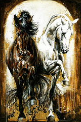 2 500 грн  Алмазная мозаика КДИ-0738 Набор алмазной вышивки Пара прекрасных лошадей. Художник Elise Genest