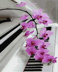 339 грн  Живопис за номерами BK-GX40126 Розмальовка для малювання по цифрам Орхідея на фортепіано