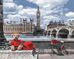 329 грн  Живопись по номерам BS35029 Раскраска по цифрам Мишка-путешественник в Лондоне 40 х 50 см