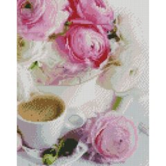 557 грн  Алмазная мозаика Набор для творчества алмазная картина Розы и кофе розміром 30х40 см HX437