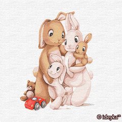 245 грн  Живопись по номерам KHO2361 Картина для рисования по номерам Маленькая семья кроликов