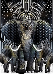 1 600 грн  Алмазная мозаика КДИ-1318 Набор алмазной вышивки Слоны - Символ мудрости, богатства и счастья