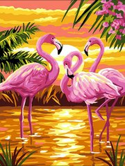 339 грн  Живопись по номерам VK188 Раскраска по номерам Фламинго на закате