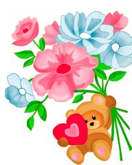 155 грн  Живопись по номерам ASK006 Раскраска по номерам для детей Медвежонок с цветами