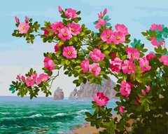 279 грн  Живопись по номерам BK-GX26067 Цветы на фоне моря Набор-картина по номерам