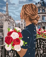 329 грн  Живопис за номерами KH4707 Картина-розмальовка Дівчина з трояндами