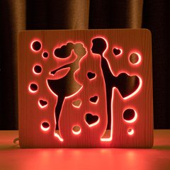 Світильник нічник ArtEco Light з дерева LED Закохана пара, з пультом та регулюванням кольору, RGB