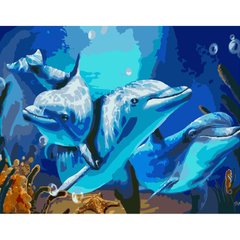 315 грн  Живопис за номерами Набір для розпису по номерах Дружелюбні дельфіни, 40х50 см , GS386