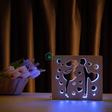 Светильник ночник ArtEco Light из дерева LED Влюбленная пара, с пультом и регулировкой цвета, RGB