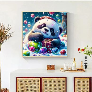 690 грн  Алмазная мозаика АЛМ-201 Набор алмазной мозаики Новогодняя панда, 40*40 см