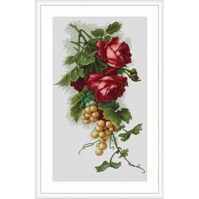 277 грн   B2229 Красные розы с виноградом Набор для вышивания нитками