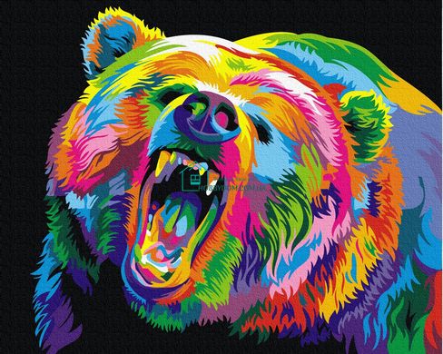 329 грн  Живопись по номерам BK-GX29958 Раскраска по номерам Радужный медведь гризли
