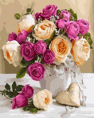 279 грн  Живопис за номерами BK-GX31892 Набір для малювання за номерами Букет білих та рожевих троянд