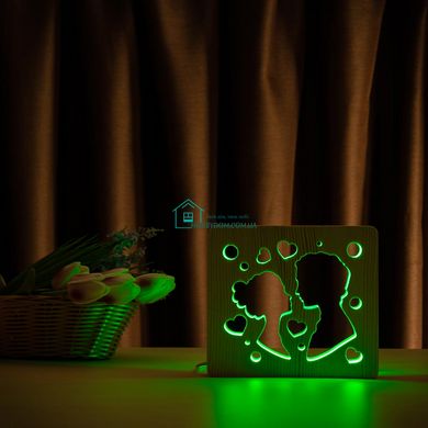 Светильник ночник ArtEco Light из дерева LED Поцелуй, с пультом и регулировкой цвета, RGB