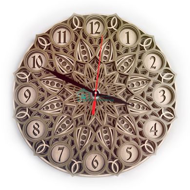 MCLO10013 Деревянные часы Мандала, ~28-30 см