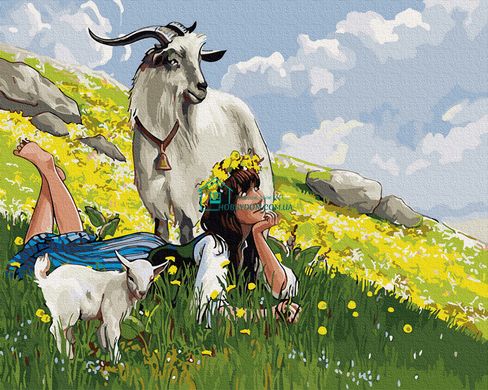 329 грн  Живопис за номерами BK-GX31657 Набір для малювання картини за номерами Пастушка на горі