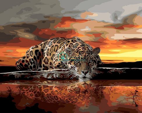 339 грн  Живопись по номерам BK-GX27069 Набор для рисования по номерам Леопард на закате
