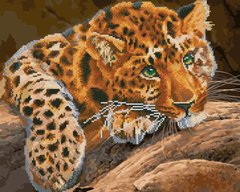 545 грн  Діамантова мозаїка GZS1115 Розмальовка-мозаїка, набір для творчості Зеленоокий леопард