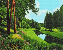 249 грн  Живопись по номерам BK-GX28500 Картина-раскраска по номерам Река в лесу