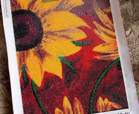 640 грн  Діамантова мозаїка DMP-095 Набір діамантового живопису на підрамнику Арт соняшник