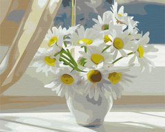 329 грн  Живопис за номерами BS22637 Набір для малювання картини за номерами Ромашки в білій вазі на вікні