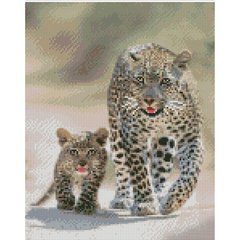 387 грн  Алмазная мозаика Набор для творчества, алмазная картина Леопардовая семейка 30х40 см, KB033