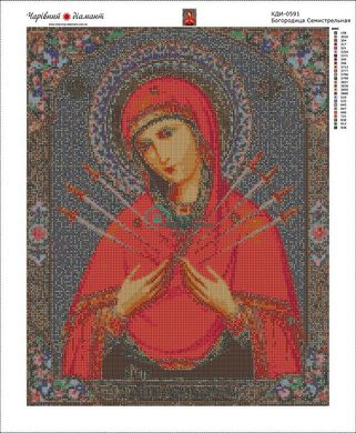850 грн  Діамантова мозаїка КДИ-0591 Набір алмазної вишивки икона Богородиця Семистрельна