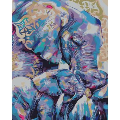 395 грн  Живопись по номерам Набір для розпису по номерах SY6519 "Матуся зі слонятами", кольоровий холст