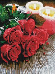410 грн  Алмазная мозаика EJ1005 Набор алмазной мозаики на подрамнике Розы и свечи