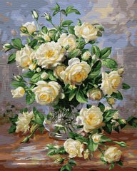 279 грн  Живопись по номерам BK-G439 Набор для рисования по номерам Белые розы в вазе
