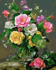 396 грн  Живопис за номерами MR-Q2167 Три відтінка троянд Набір-розмальовка по цифрам