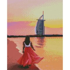 557 грн  Діамантова мозаїка Набір для творчості алмазна картина Прогулянка берегом в Дубаї , 30х40 см HX478