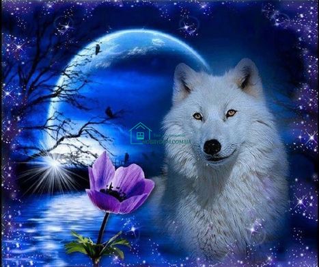 520 грн  Алмазная мозаика DMP-274 Набор алмазной живописи на подрамнике Белый волк