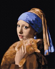 329 грн  Живопись по номерам BS51581 Картина по номерам Девушка с рыжим котом 40 х 50 см