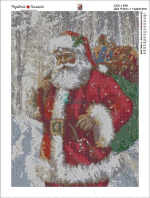 980 грн  Діамантова мозаїка КДИ-1188 Набір діамантової вишивки-мозаїки Дед Мороз с подарками