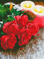 410 грн  Діамантова мозаїка EJ1221 Букет троянд для неї Набір діамантової вишивки на підрамнику 30х40 см