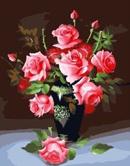 425 грн  Живопис за номерами PGX8935 Розмальовка за номерами Троянди в старовинній вазі