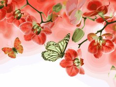 339 грн  Живопис за номерами VK013 Розмальовка за номерами Метелики і червоні орхідеї