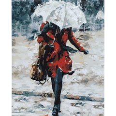 315 грн  Живопис за номерами Набір для розпису по номерах Дівчина в червоному під зонтом,40х50 см, GS005