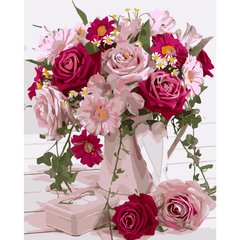 315 грн  Живопис за номерами Набір для розпису по номерах Букет квітів у рожевих тонах,40х50 см, GS135