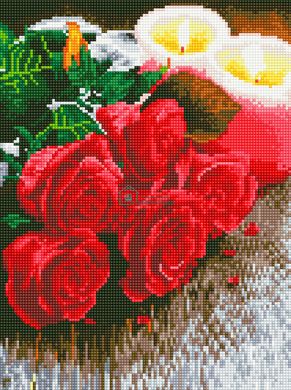 410 грн  Діамантова мозаїка EJ1221 Букет троянд для неї Набір діамантової вишивки на підрамнику 30х40 см