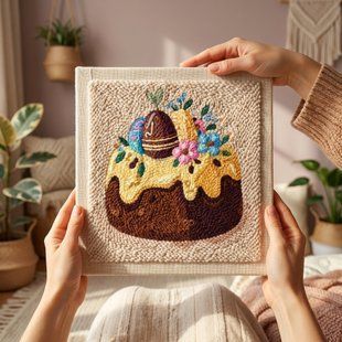 09744/50кв Набір для килимової вишивки Великодня паска 50 см квадратна