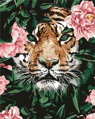 299 грн  Живопис за номерами KH4172 Картина-розмальовка Тигр в квітах