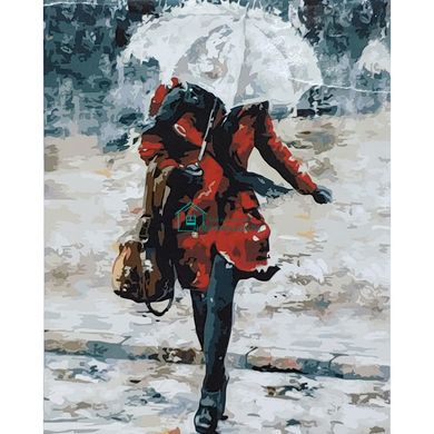 315 грн  Живопись по номерам Набір для розпису по номерах Дівчина в червоному під зонтом,40х50 см, GS005