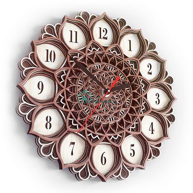 MCLO10001 Деревянные часы Мандала, ~28-30 см