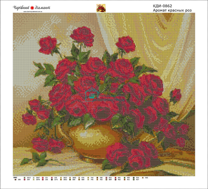 980 грн  Алмазная мозаика КДИ-0862 Набор алмазной вышивки Аромат красных роз