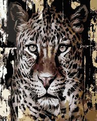 339 грн  Живопись по номерам JX1108 Картина по номерам 40 х 50 см Золотой леопард (золотые краски)
